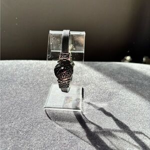 Vintage Sterling Silver 925 Filigree Heart Bracelet Ruby Red Gemstone